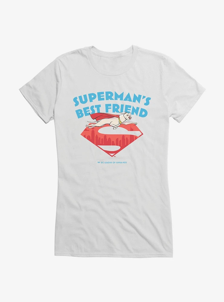DC League of Super-Pets Character Font Girls T-Shirt