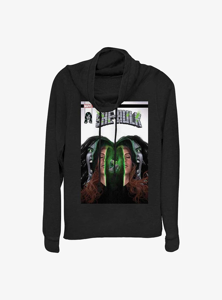 Marvel She Hulk Trapped Inner Cowl Neck Long-Sleeve Girls Top