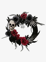 Wreath with Skull Hands & Roses 18-inch Decor