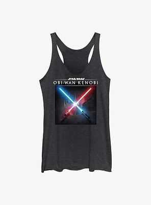 Star Wars Obi-Wan Light Saber Clash Girls Raw Edge Tank