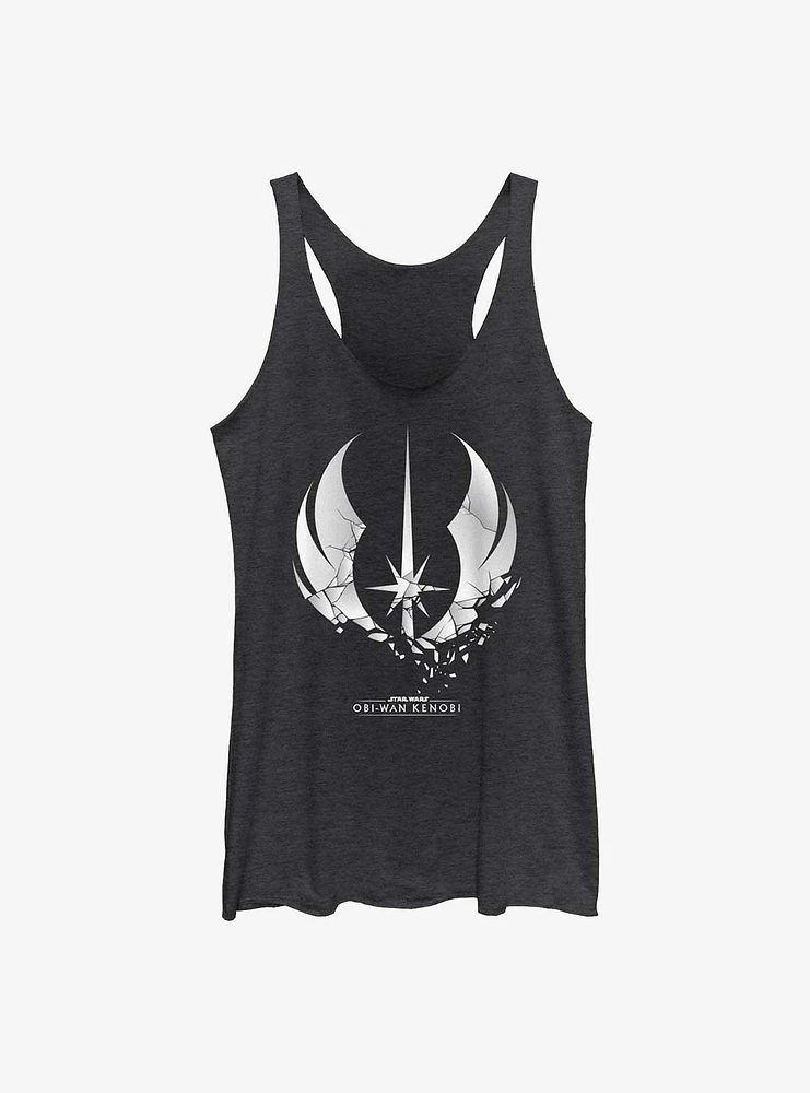 Star Wars Obi-Wan Shattered Jedi Logo Girls Raw Edge Tank