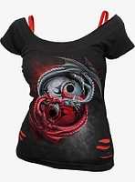 Infinity Dragons 2 1 Ripped Red Black T-Shirt