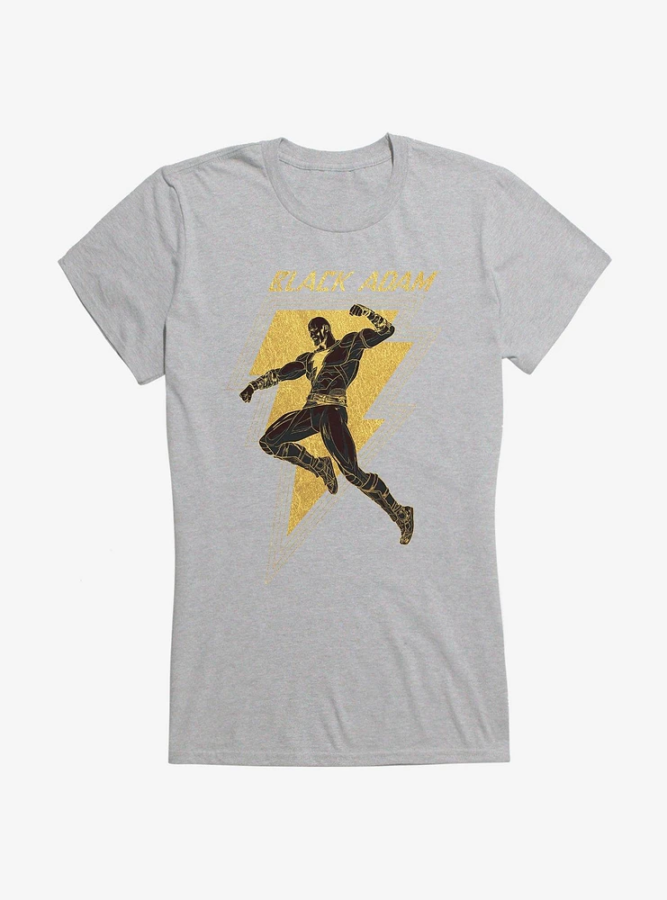 DC Comics Black Adam Gold Silhouette Bolt Girls T-Shirt