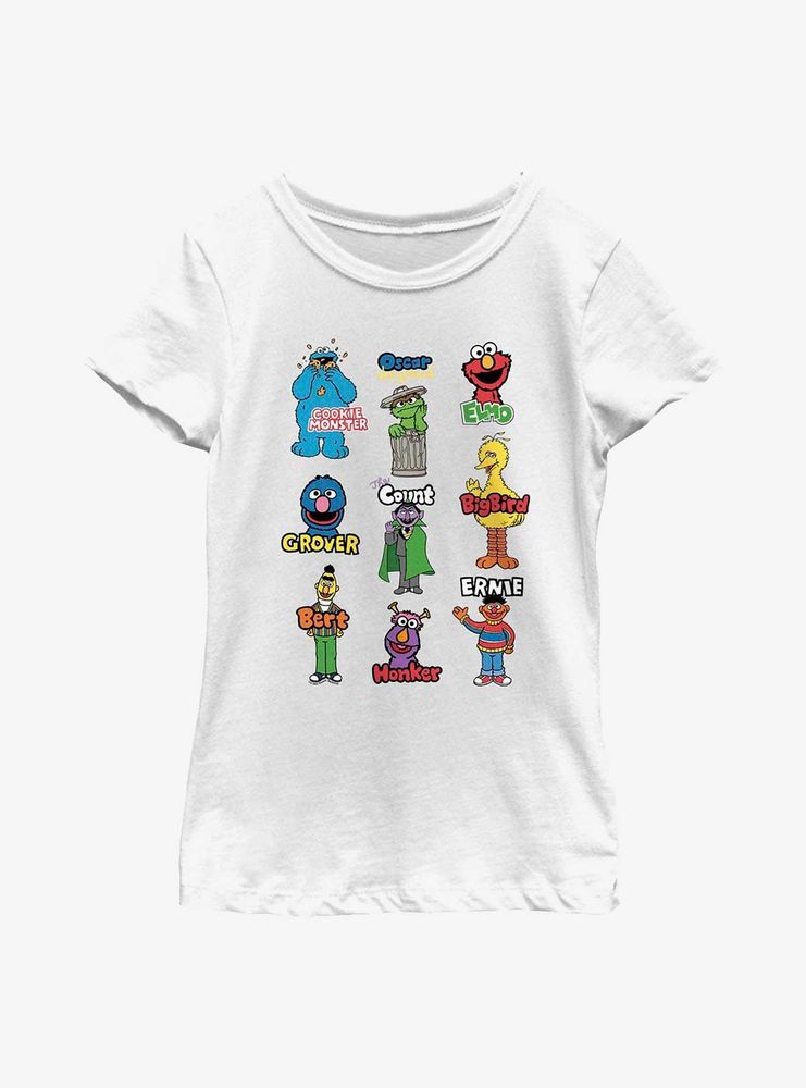 Sesame Street Group Panels Youth Girls T-Shirt