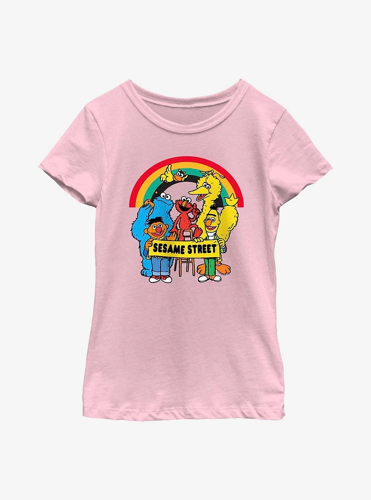 Sesame Street Rainbow Banner Youth Girls T-Shirt