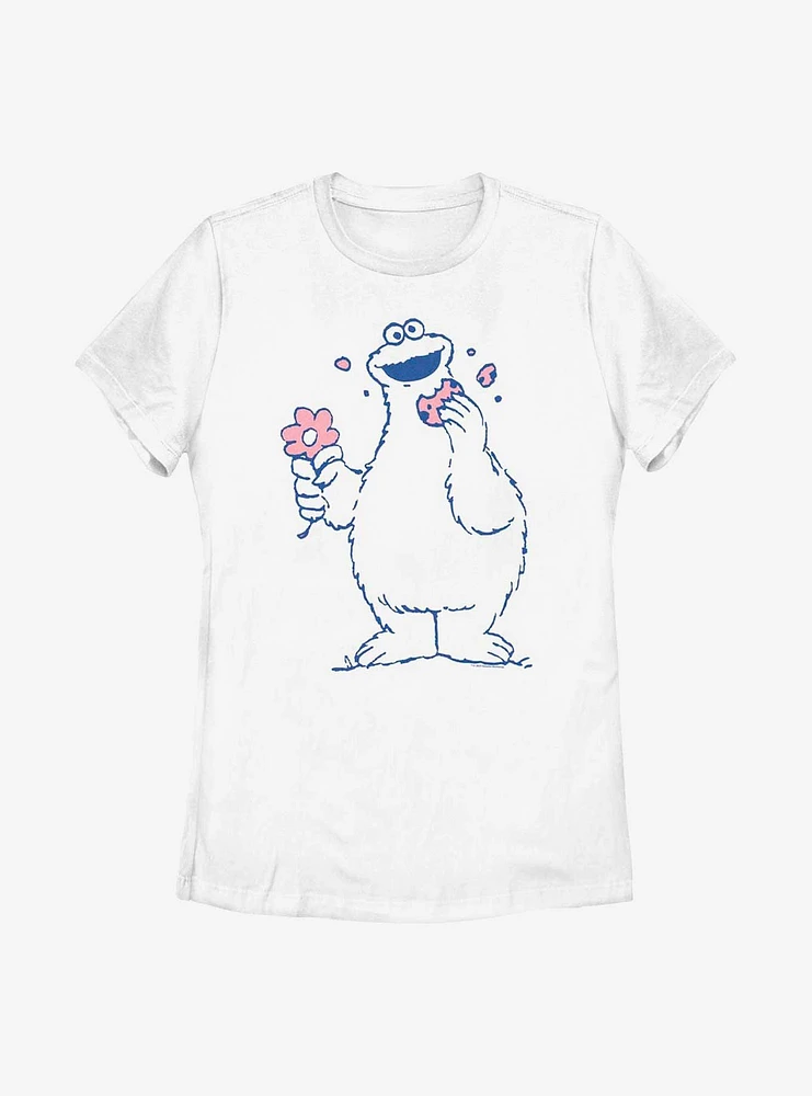 Sesame Street Cookie Monster Flower Womens T-Shirt