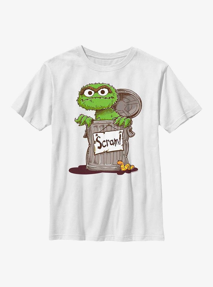 Sesame Street Oscar Scram Sign Youth T-Shirt