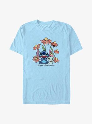 Disney Lilo & Stitch Chibi Floral Ohana Means Family T-Shirt