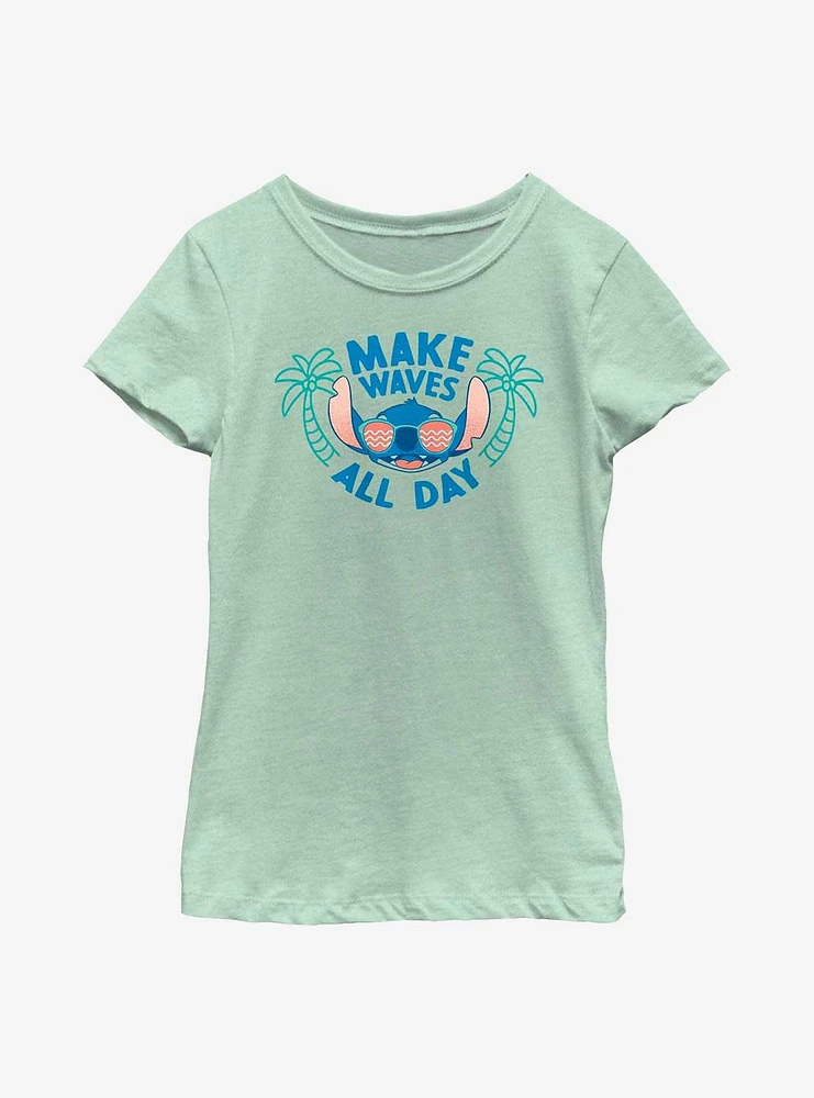Disney Lilo & Stitch Make Waves All Day Youth Girls T-Shirt