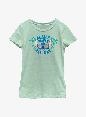Disney Lilo & Stitch Make Waves All Day Youth Girls T-Shirt