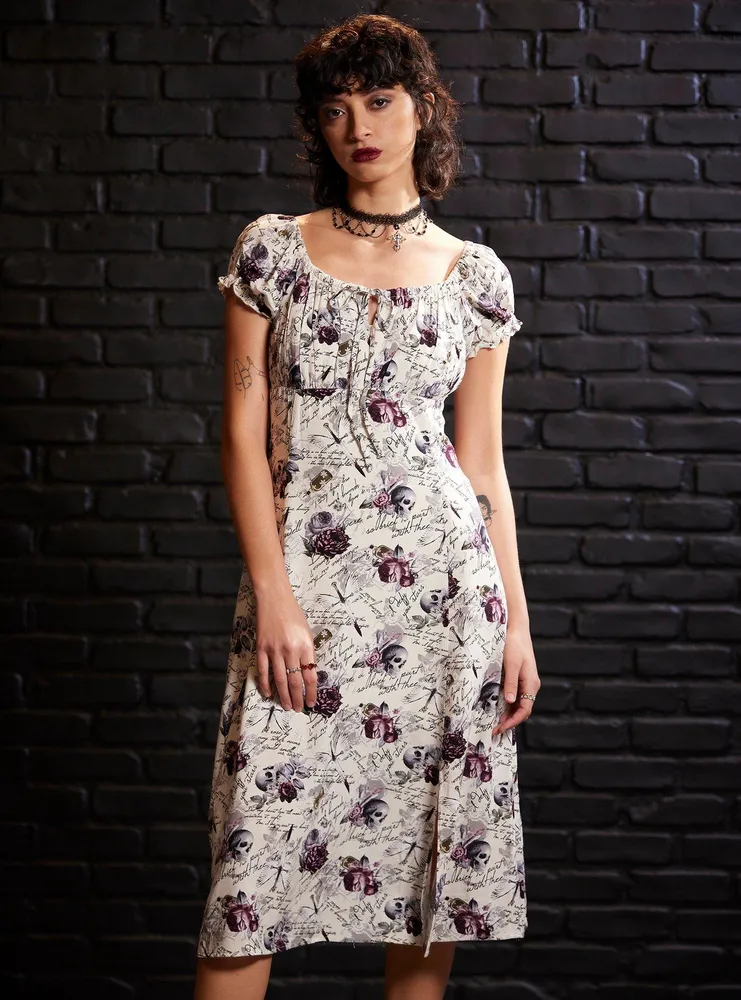 Dark Romance Ivory Empire Midi Dress