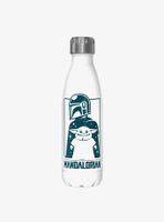 Star Wars The Mandalorian Cute Silhouette White Stainless Steel Water Bottle