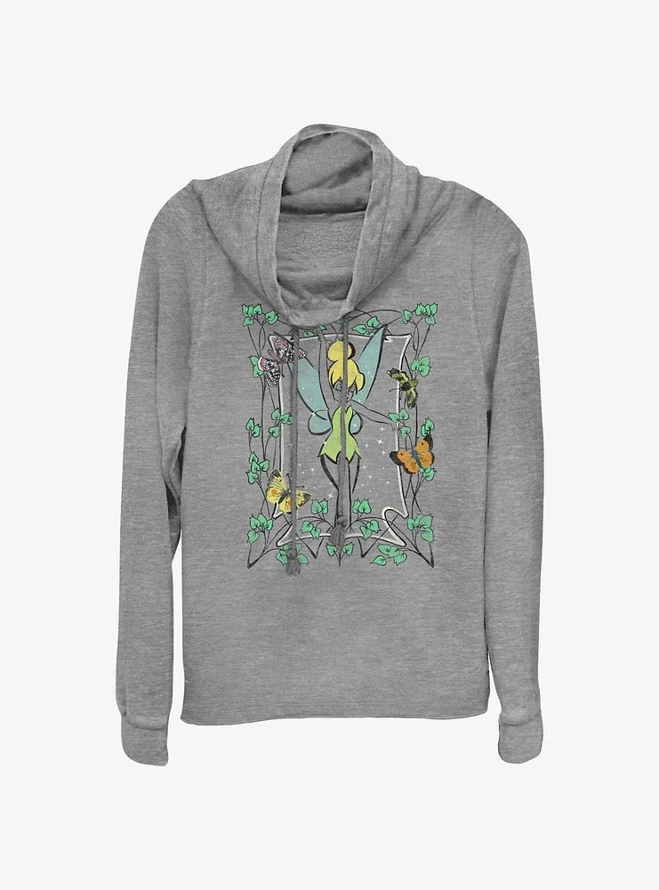 Disney Tinker Bell Illustration Cowl Neck Long-Sleeve Top