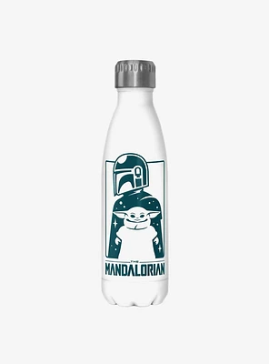 Star Wars The Mandalorian Cute Silhouette White Stainless Steel Water Bottle