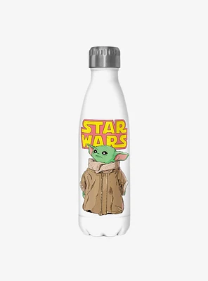 Star Wars The Mandalorian Logo Child Gaze White Stainless Steel Water Bottle