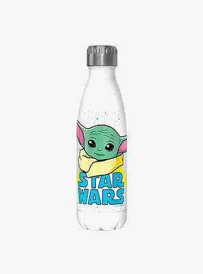 Star Wars The Mandalorian The Child Profile Logo White Stainless Steel Water Bottle