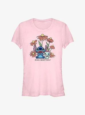 Disney Lilo & Stitch Chibi Floral Girls T-Shirt