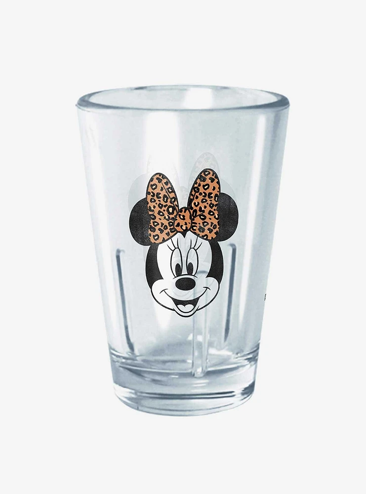 Disney Mickey Mouse Minnie Leopard Bow Mini Glass