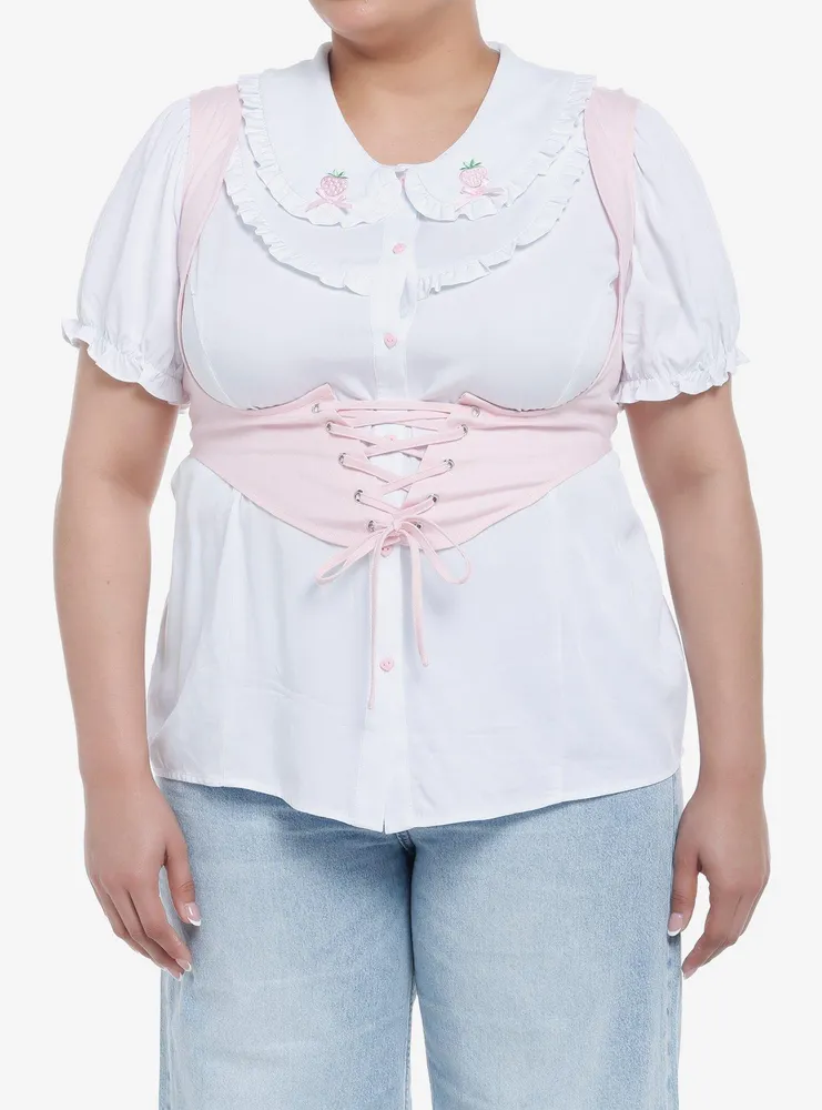 Pink Underbust Girls Corset Top Plus