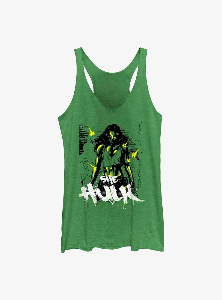 Marvel She Hulk Invincible Green Raw Edge Girls Tank