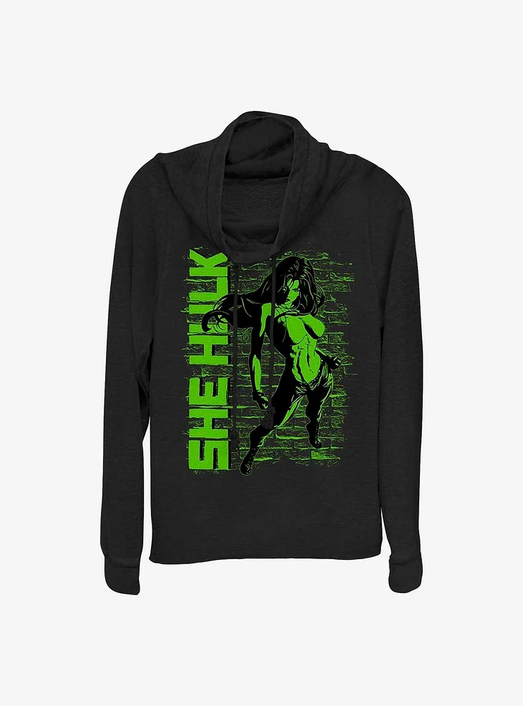 Marvel She Hulk Really Green Cowl Neck Long-Sleeve Girls Top