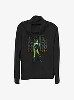 Marvel She Hulk Stacked Block Logo Cowl Neck Long-Sleeve Girls Top