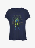 Marvel She Hulk Stacked Block Logo Girls T-Shirt