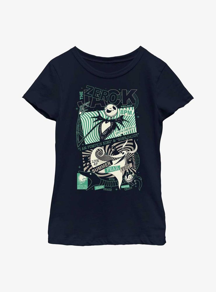 Disney The Nightmare Before Christmas Jack & Zero Fear Fest Poster Youth Girls T-Shirt