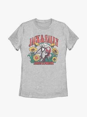 Disney The Nightmare Before Christmas Jack And Sally Floral Womens T-Shirt