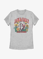 Disney The Nightmare Before Christmas Jack And Sally Floral Womens T-Shirt