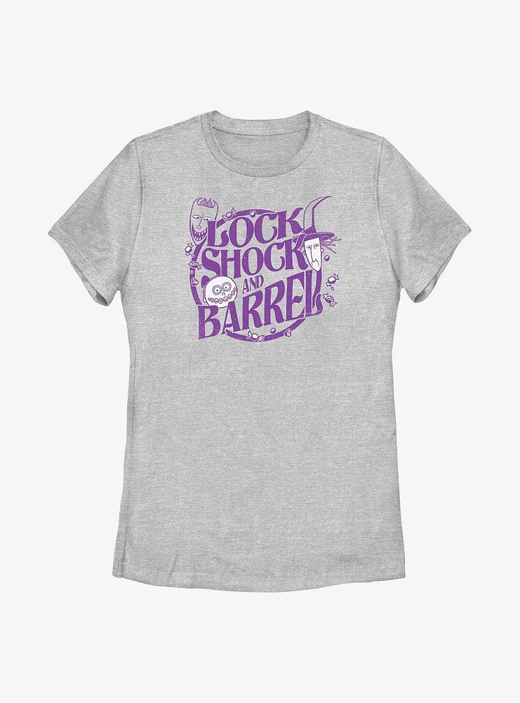 Disney The Nightmare Before Christmas Lock, Shock And Barrel Womens T-Shirt