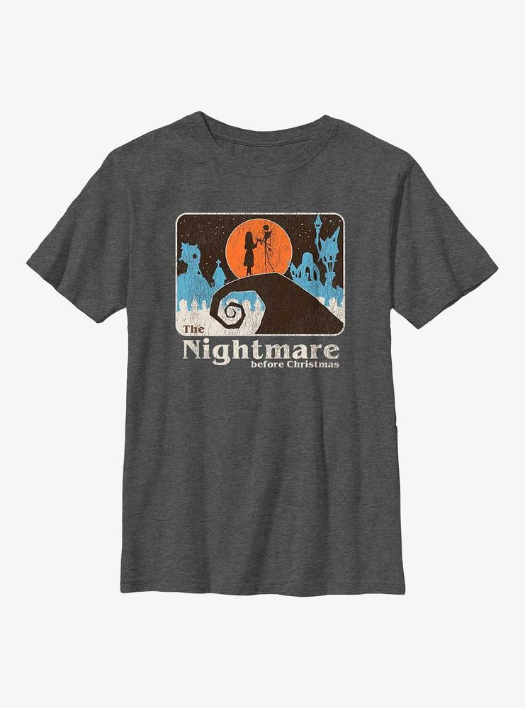 Disney The Nightmare Before Christmas Retro Jack & Sally Scene  Youth T-Shirt