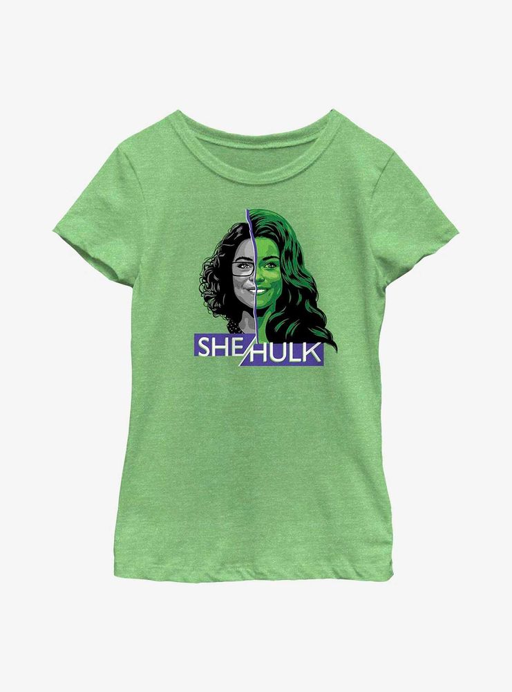 Marvel She-Hulk Face Split Youth Girls T-Shirt