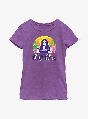 Marvel She-Hulk Icon Retro Sunset Youth Girls T-Shirt