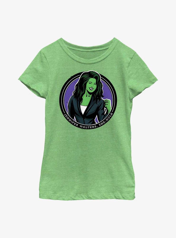 Marvel She-Hulk Jennifer Walters Circle Badge Youth Girls T-Shirt