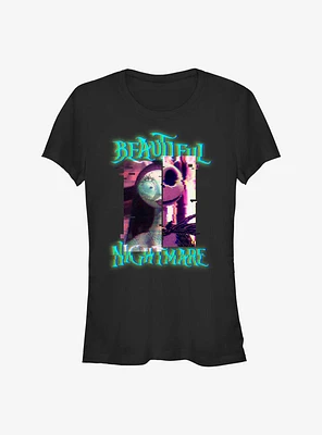 The Nightmare Before Christmas Jack & Sally Glitchy Beautiful Girls T-Shirt