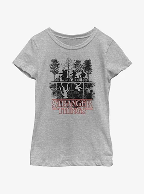 Stranger Things Upside Down Silhouette Youth Girls T-Shirt