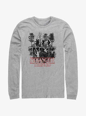 Stranger Things Upside Down Silhouette Long Sleeve T-Shirt