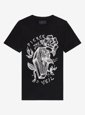 Pierce The Veil Coffin & Roses Boyfriend Fit Girls T-Shirt