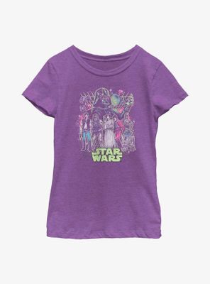 Star Wars Neon Grid Group  Youth Girls T-Shirt