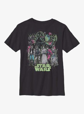 Star Wars Neon Grid Group  Youth T-Shirt