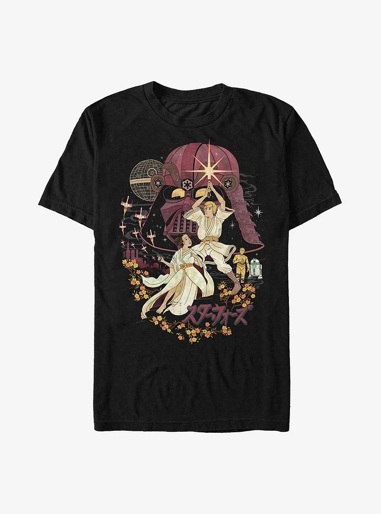 Star Wars Japanese Painting Style Luke and Leia T-Shirt