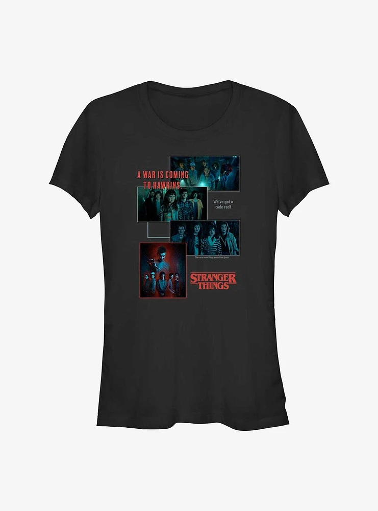 Stranger Things Hawkins War Collage Girls T-Shirt