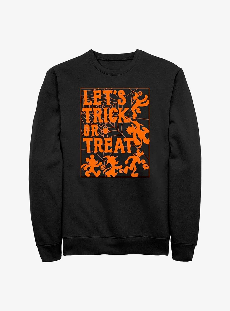 Disney Mickey Mouse Let's Trick or Treat Spiderweb Sweatshirt