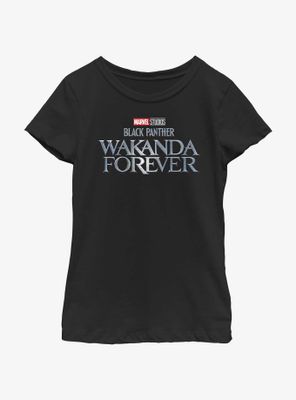 Marvel Black Panther Wakanda Forever Metal Logo Youth Girls T-Shirt