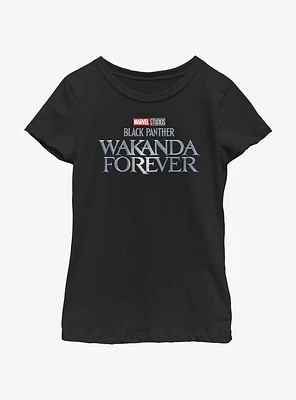 Marvel Black Panther Wakanda Forever Metal Logo Youth Girls T-Shirt