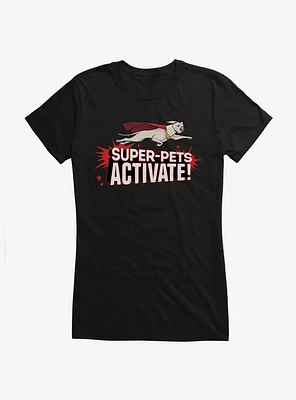 DC League of Super-Pets Activate! Comic Style Girls T-Shirt