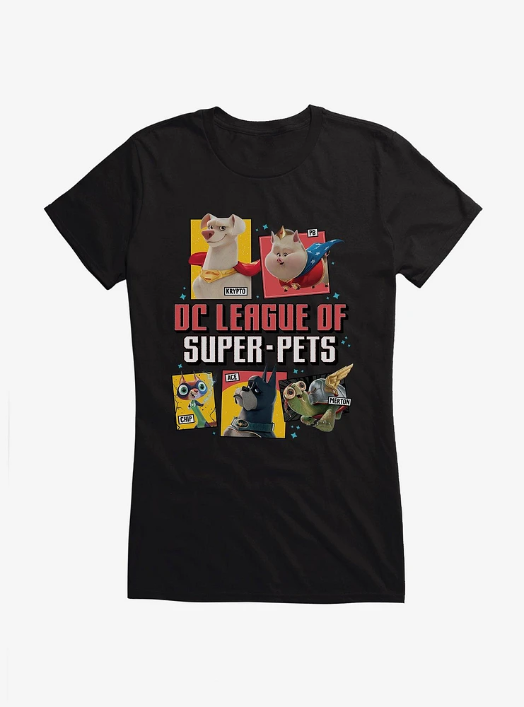 DC League of Super-Pets Group Comic Style Girls T-Shirt