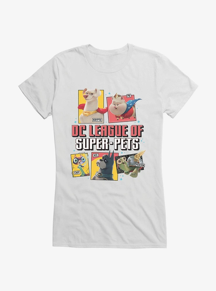 DC League of Super-Pets Group Comic Style Girls T-Shirt