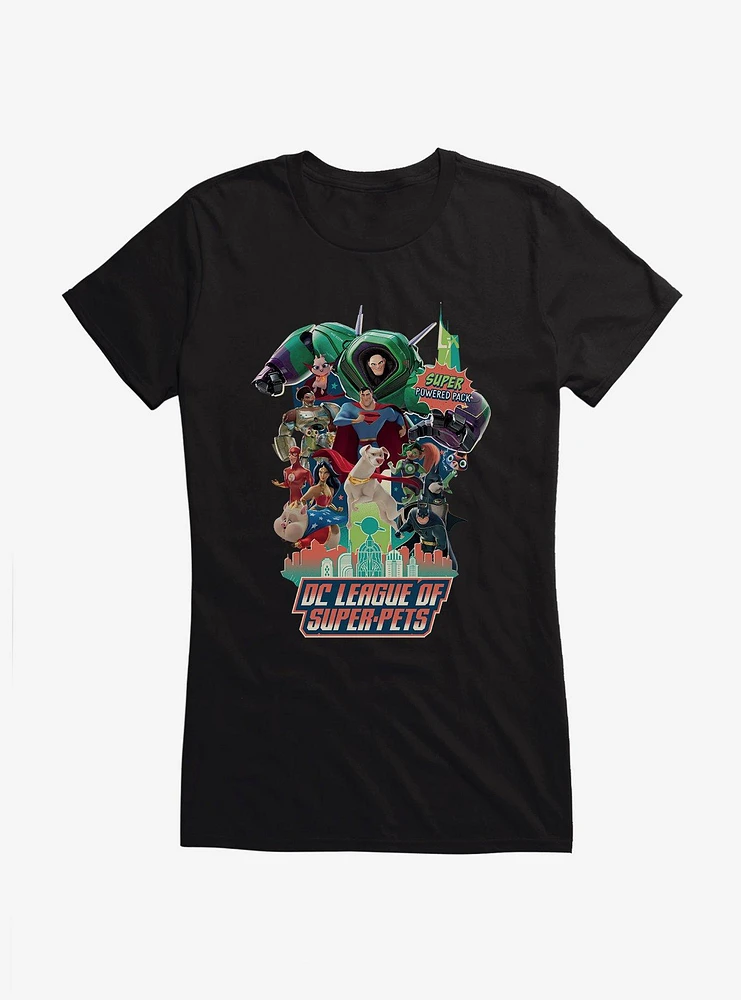 DC League of Super-Pets Super Powered Pack Comic Style Girls T-Shirt